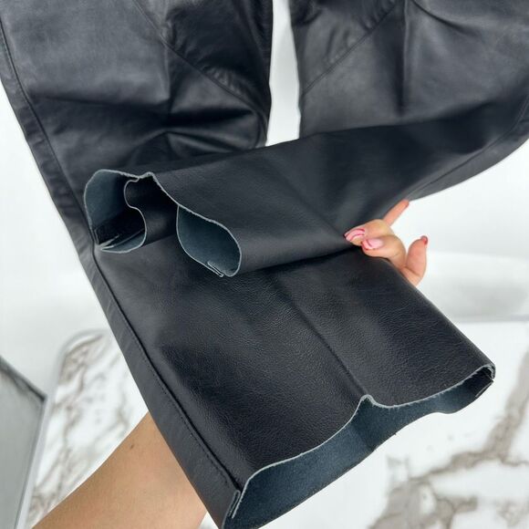 Vintage 90s Womens Pleated Leather Pants Tapered Waist 26” Grunge Minimalist - Picture 12 of 15